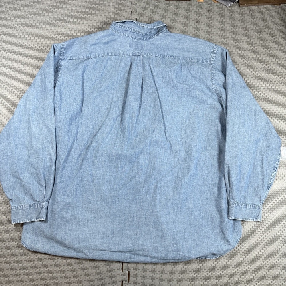 Vintage Polo Ralph Lauren Denim Chambray Shirt Mens 4XB Indigo Button Up Pony - Picture 3 of 8